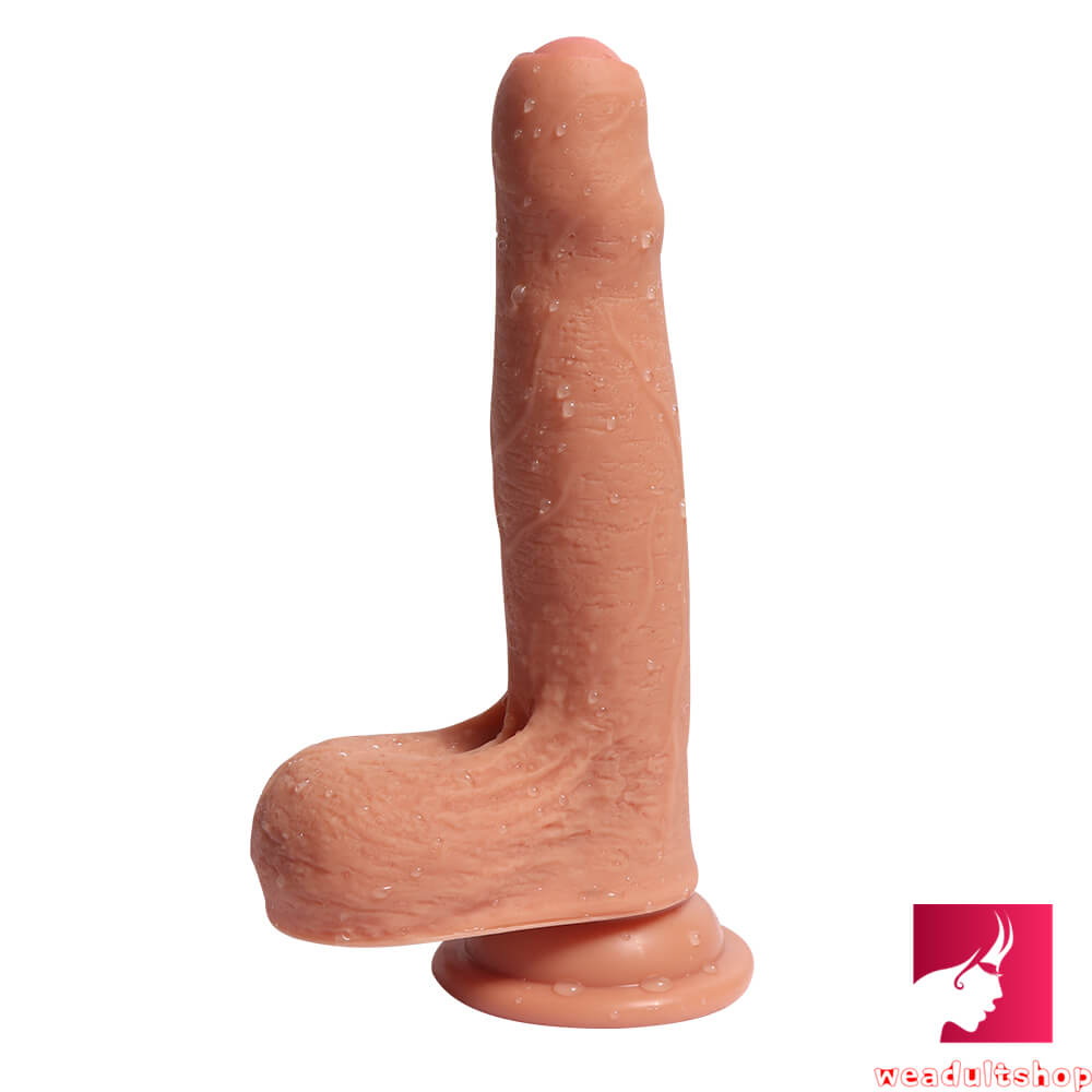 7.09in Realistic Uncut Dildo Double Layer Silicone Ultra Skin Dildo |  Weadultshop