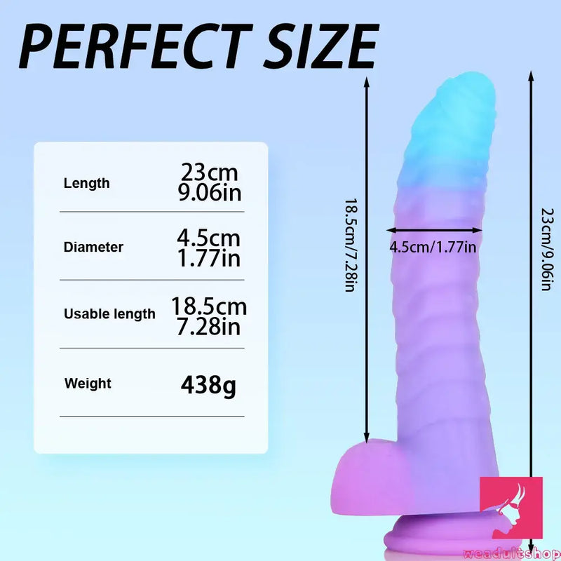 8.15in 9.06in Mixed Color Silicone Gradient Big Soft Odd Dildo Adult Toy