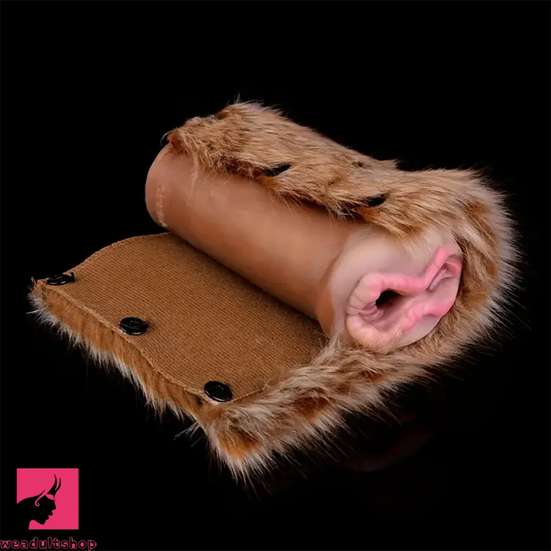 Durable Silicone Animal Fur Pocket Pussy With Lifelike Vagina Anus