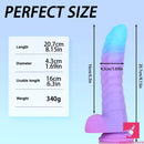 8.15in 9.06in Mixed Color Silicone Gradient Big Soft Odd Dildo Adult Toy