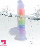 8.46in Silicone Rainbow Soft Realistic Big Crystal Clear Jelly Pleasure Dildo