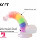 8.46in Silicone Rainbow Soft Realistic Big Crystal Clear Jelly Pleasure Dildo