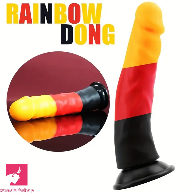 8.27in Silicone Rainbow Soft Realistic Big Pleasure Sex Play Dildo