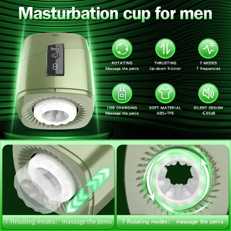 7 Thrusting Rotating Modes Automatic Trainer Penis Stimulator