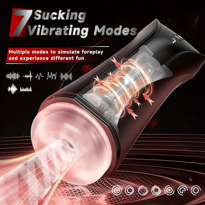 7 Sucking Vibrating Heating LCD Display Automatic Male Masturbator