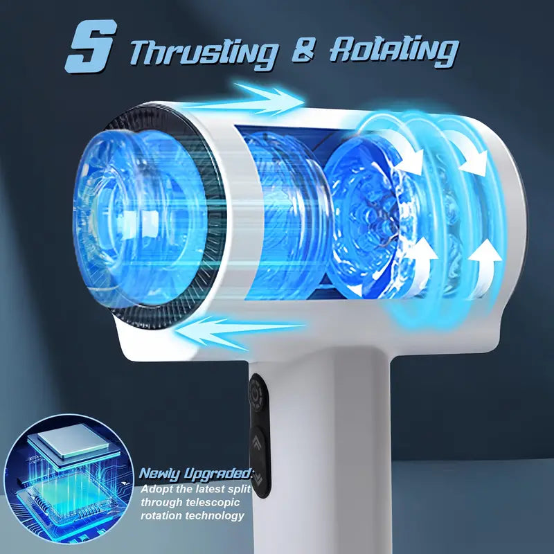 Open-Ended 5 Thrusting 5 Rotating 7 Vibrating Penis Auto Stroker