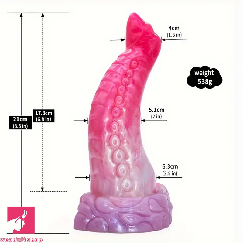 8.3in Fantasy Tentacle Octopus Soft Silicone Animal Cock Fat Dildo