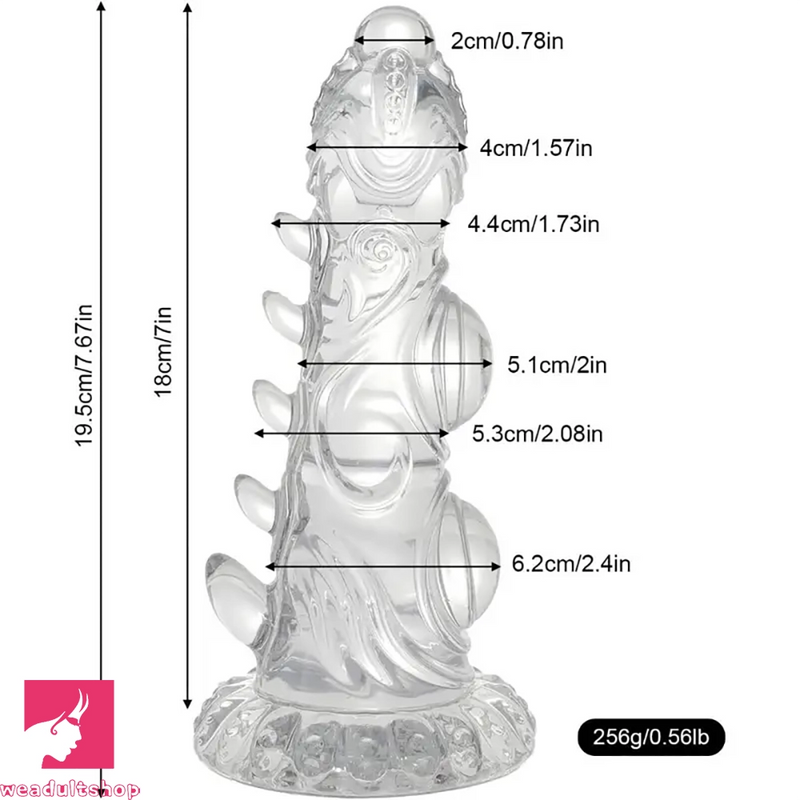 7.67in Monster Knots Clear Spiked TPE Dildo Manual Adult Love Toy