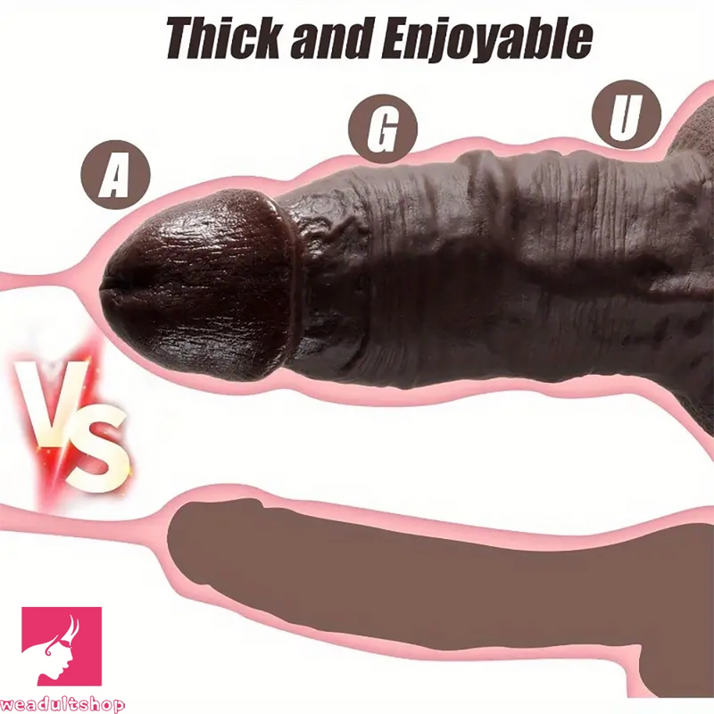 7.2in Realistic Anal Thick Ebony Silicone Lifelike Textured Penis Dildo