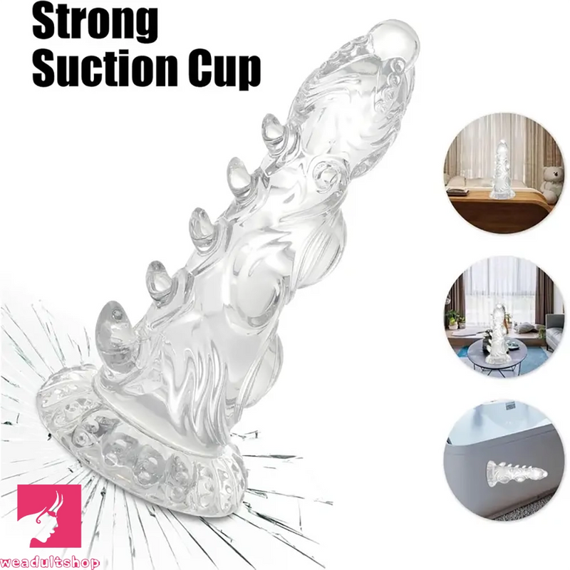 7.67in Monster Knots Clear Spiked TPE Dildo Manual Adult Love Toy