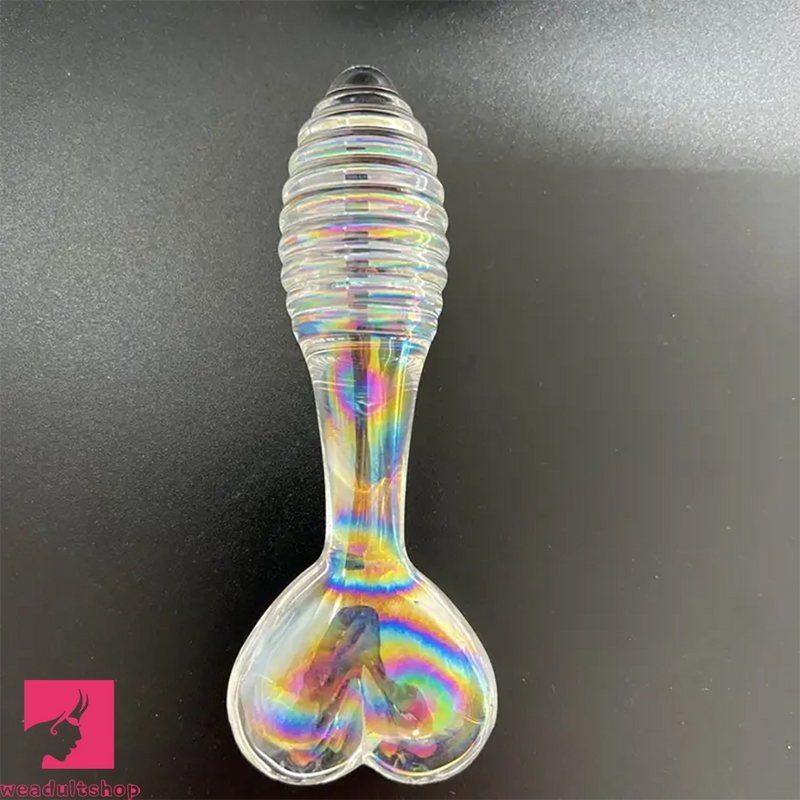 5.11in Glass Spiral Sharp Head Dildo With Heart Base Love Adult Toy