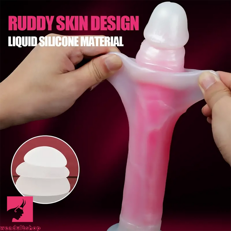 9.05in 10.23in Skin Sliding Foreskin Large Fluorescence Women Dildo