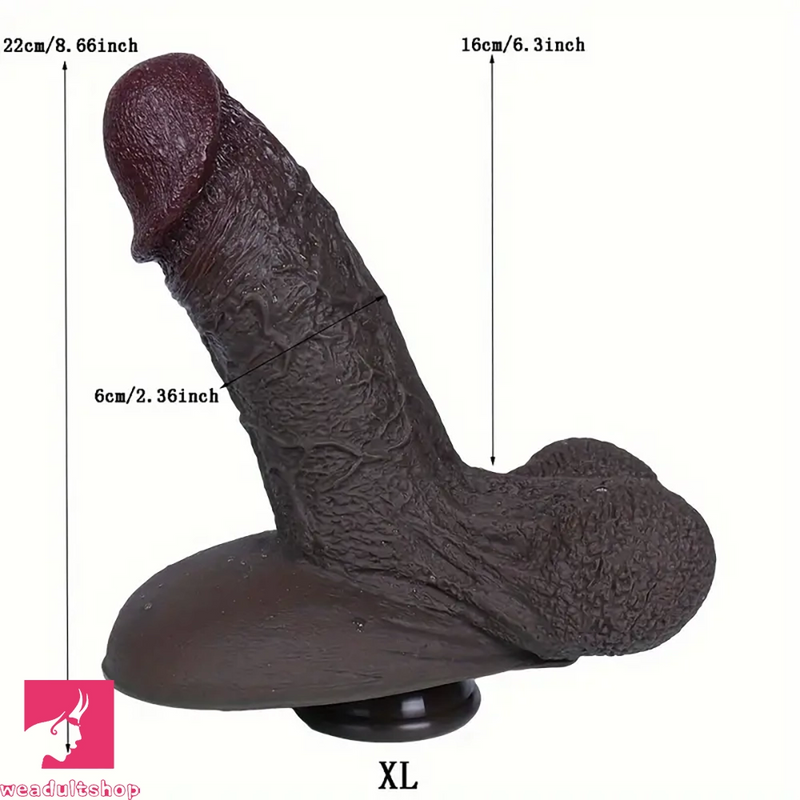 7.08in 8.66in Realistic Thick Ebony Silicone Vaginal Stimulating Dildo