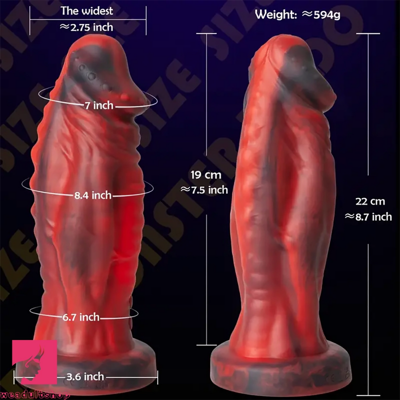 8.7in Vibrating Monster Silicone Spiked Automatic Odd Cock Dildo