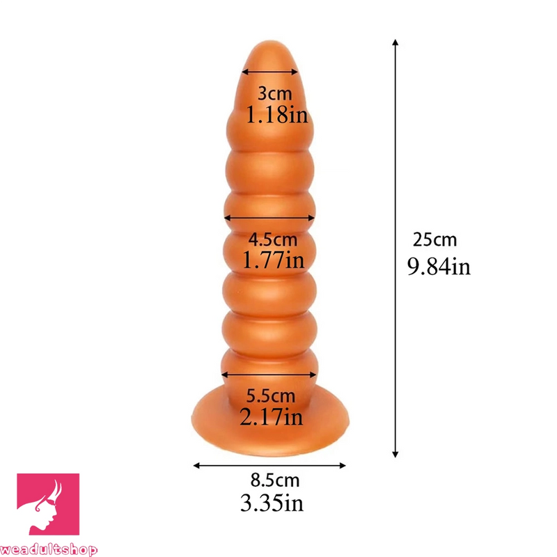 9.84in Big Threads Silicone Anal Dildo Suction Cup Soft Cock Butt Plug