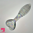 5.11in Glass Spiral Sharp Head Dildo With Heart Base Love Adult Toy