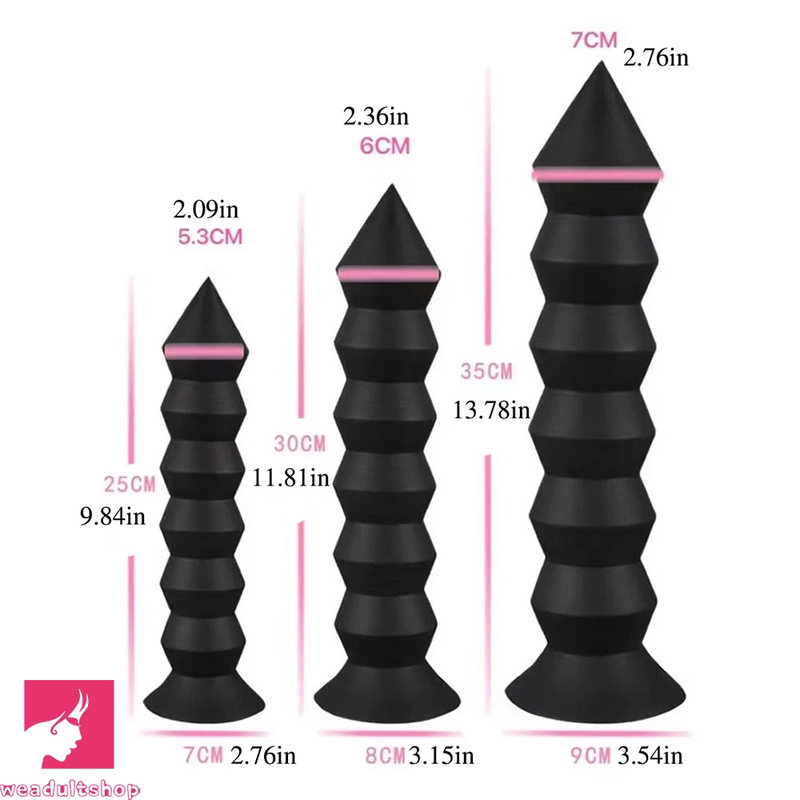 9.84in 11.81in 13.78in Thread Spire Large Soft Cock Anal Butt Plug Dildo