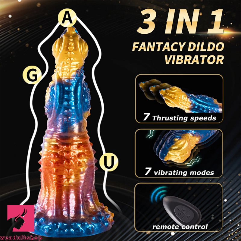 9.05in Thrusting Realistic Animal Monster Vibrating Odd Automatic Dildo