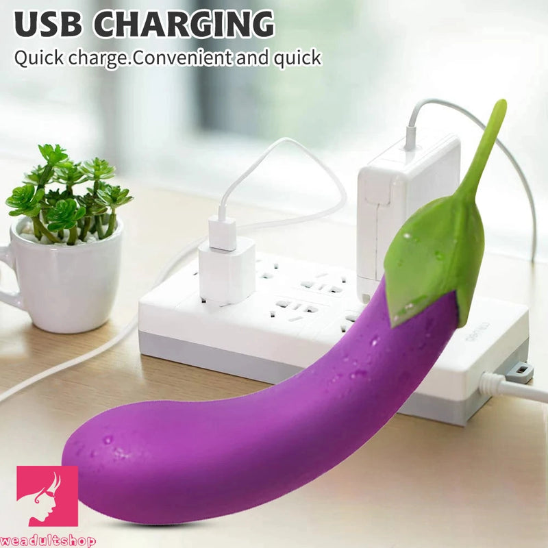 7.72in Eggplant G Spot Vibrator 7 Vibrating Modes Automatic Real Dildo