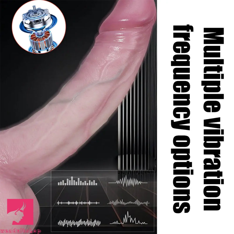 8.86in Realistic Giant Dildo Soft Silicone Heating Vibrating Big Penis