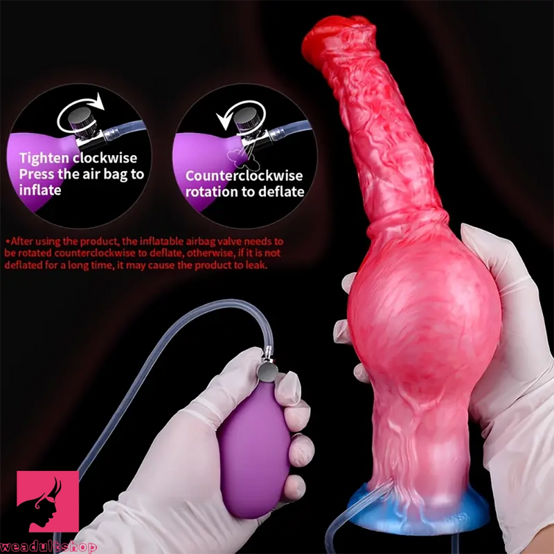 11.81in Realistic Horse Cock Inflatable Big Manual Pump Premium Dildo