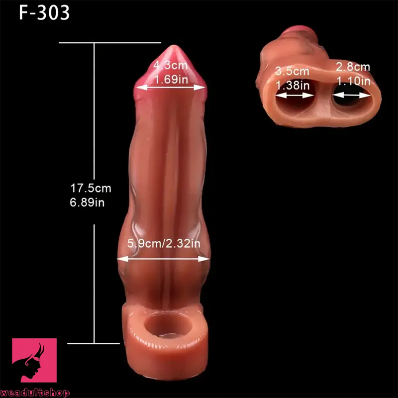 6.89in Realistic Dog Knot Penis Sleeve Soft Silicone Real Skin Dildo