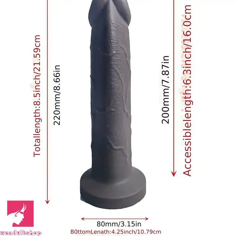 8.66in Real Silicone Soft Ebony Big Dildo For Adults G-Spot Pleasure