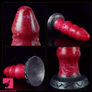 7.28in Liquid Silicone Fantasy Thread Convex Spiked Soft Dildo