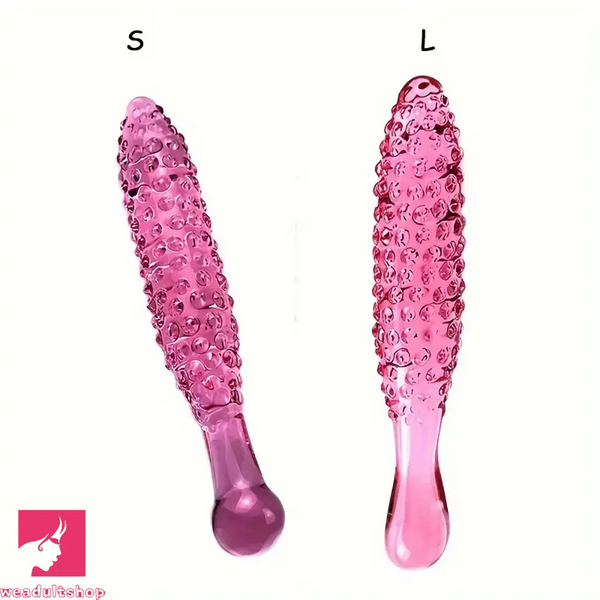 6.3in 6.69in Glass Pink Spiked Dildo Adult Sex Toy For Clit Masturbation