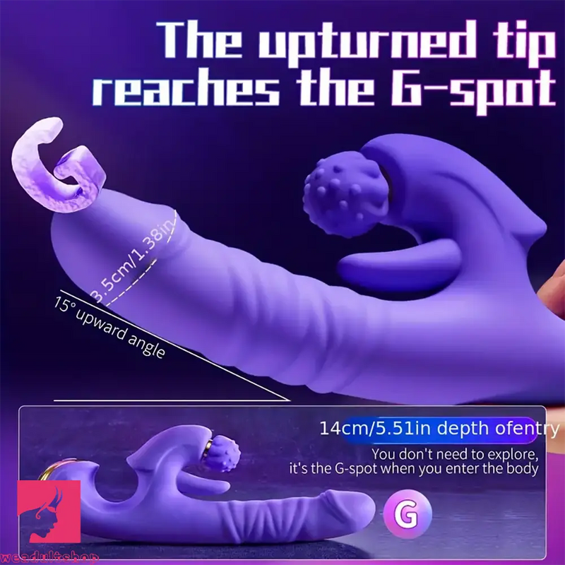 5.51in Triple Dildo Heating Thrusting Impact Rotation Electric Dildo