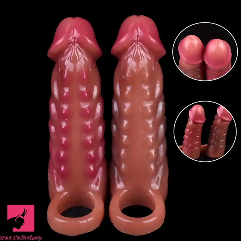 5.71in Silicone Soft Penis Sleeve Spiked Dildo For Anal G-spot Sex