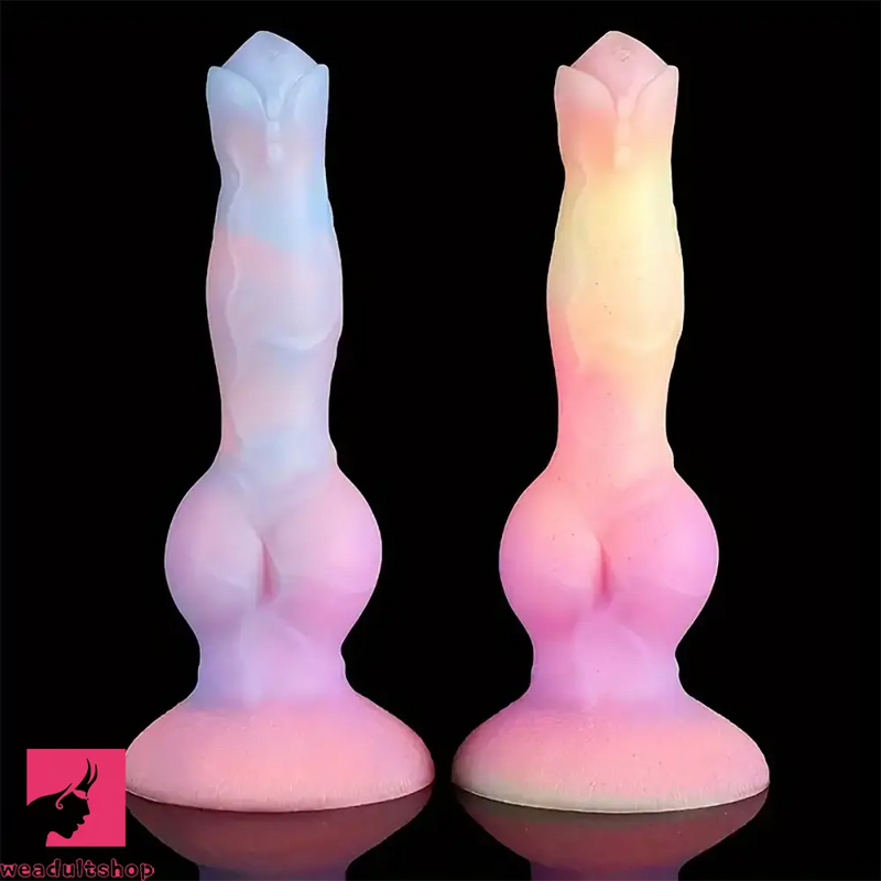 8.66in Colorful Night Light Silicone Luminous Big Dildo For Anal Sex