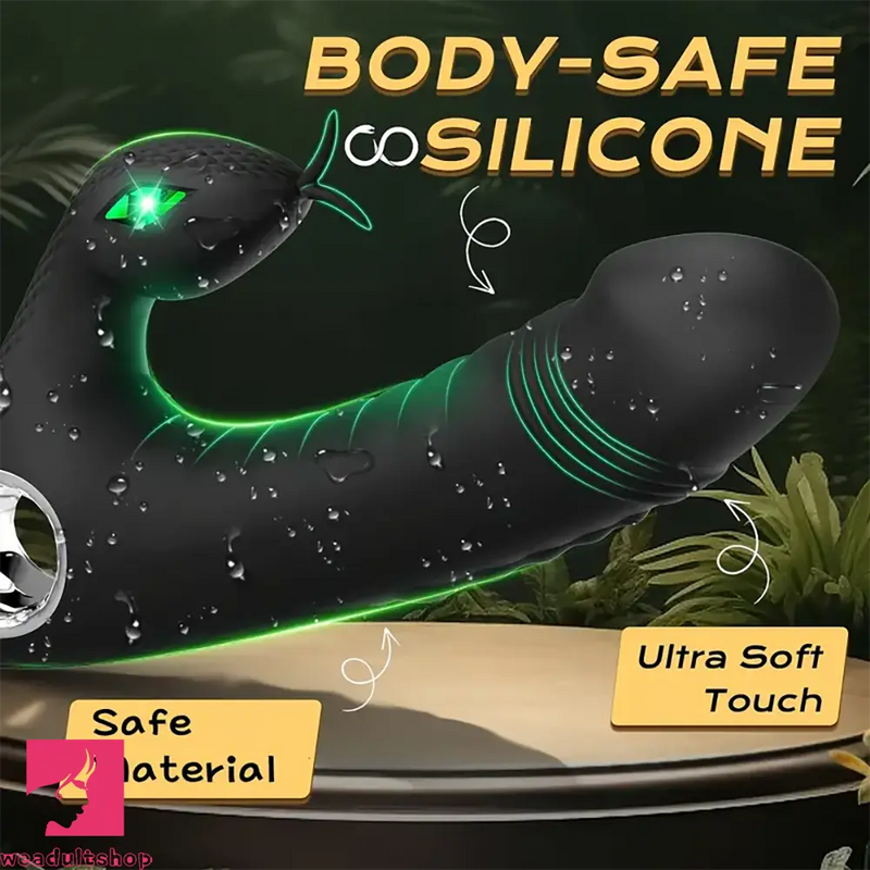 7.5in Snake Vibrating Silicone Soft Automatic Black Dildo For Anal Sex