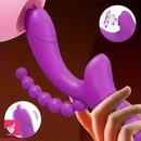 8.8in Sucking Vibrating Dual Penetration Auto Big Dildo With Butt Beads