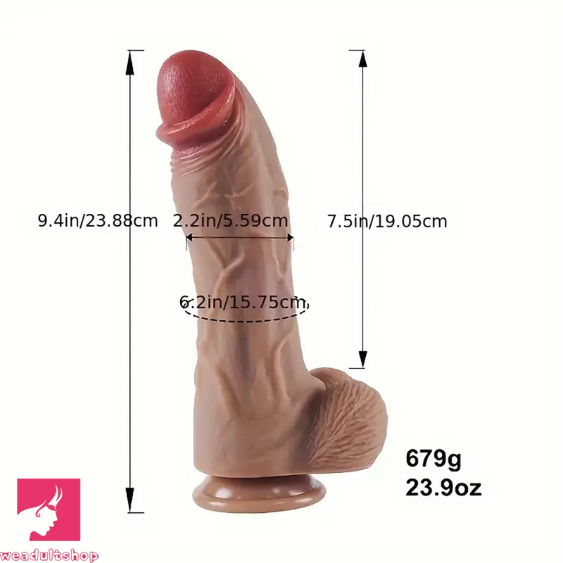 9.4in Realistic Big Silicone Soft Suction Cup Dildo For Female Sex