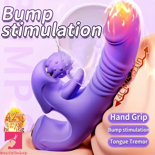 5.51in Triple Dildo Heating Thrusting Impact Rotation Electric Dildo