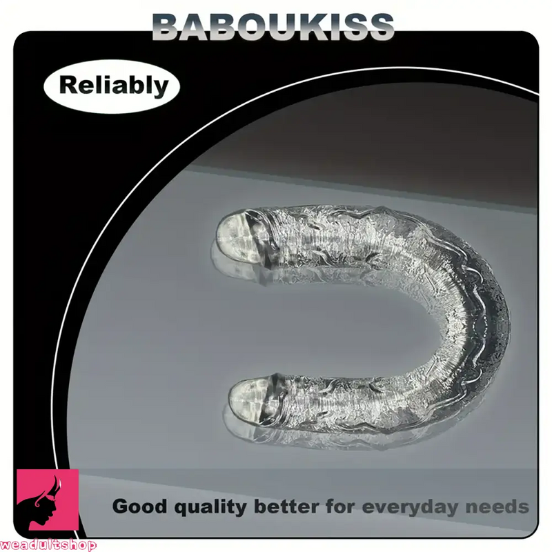 11.6in Realistic Dual-Headed Penetration Clear Soft Big Women Dildo