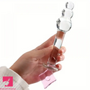 7.87in Crystal Glass Penis Real Beads Dildo With Square Crystal Pagoda