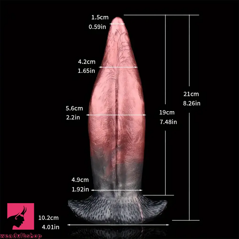 8.26in Liquid Silicone Tongue Fantasy Big Soft Unisex Dildo Anal Plug