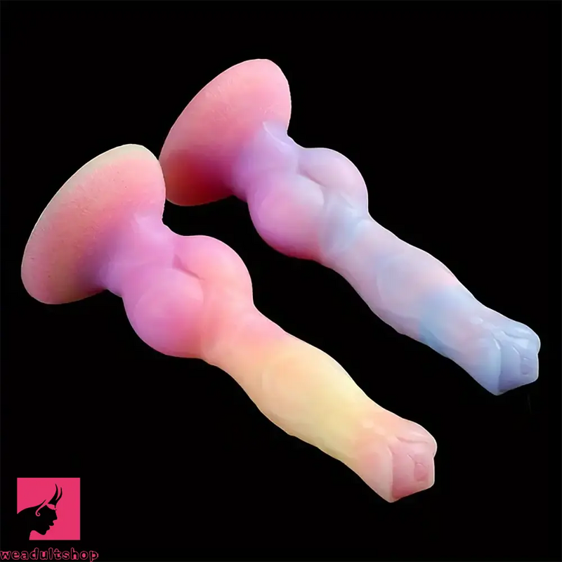 8.66in Colorful Night Light Silicone Luminous Big Dildo For Anal Sex