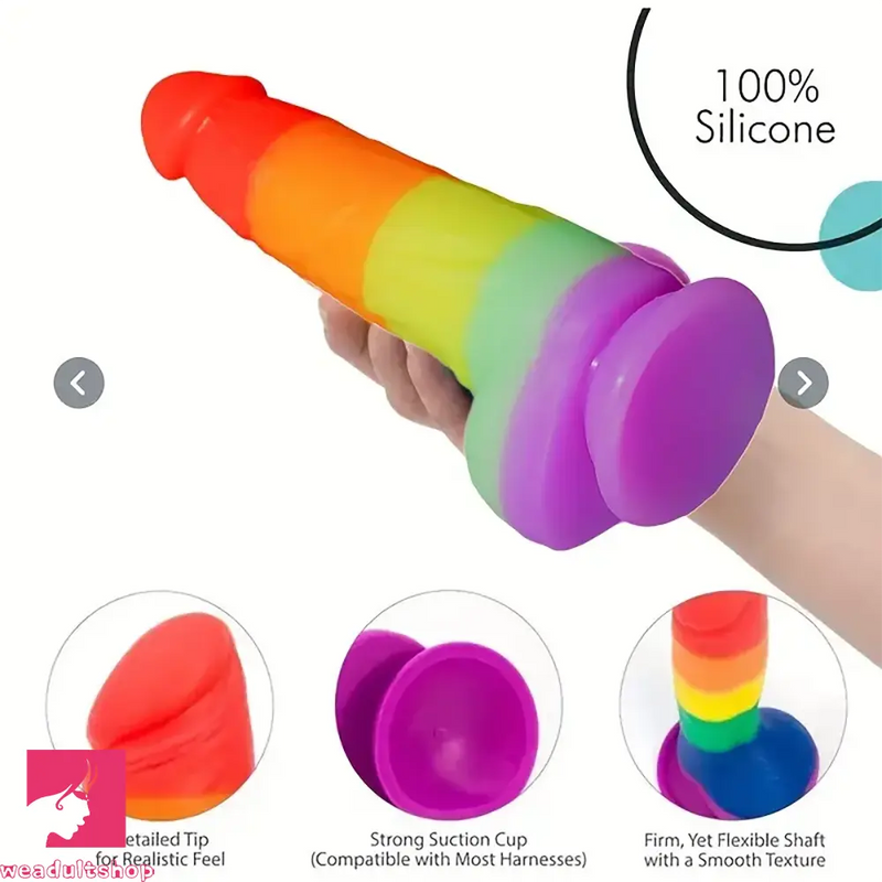 6.89in Silicone Rainbow Soft Realistic Design Harness Pleasure Dildo