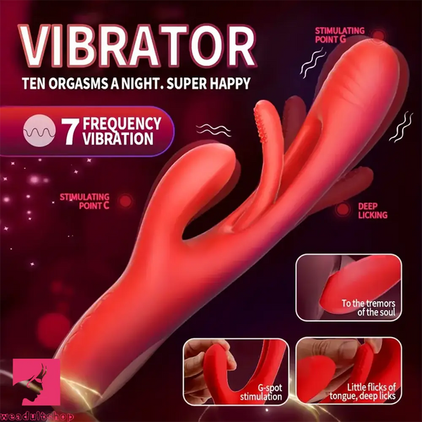 9.45in Triple Ends Double Layer Silicone Soft Vibrating Auto Dildo