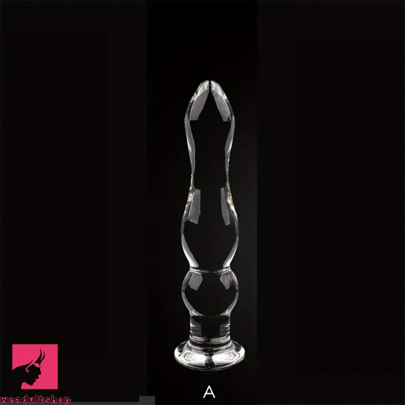 5.71in 6.3in 6.38in Glass Beads Clear Dildo For G-spot Vaginal Anus