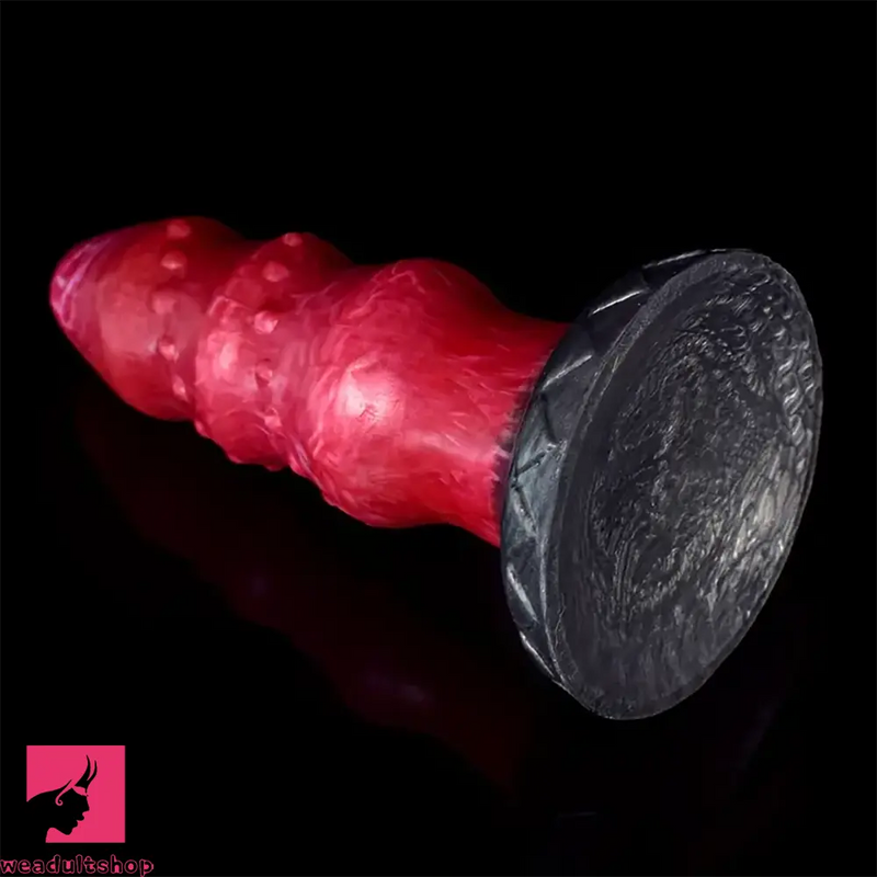 7.28in Liquid Silicone Fantasy Thread Convex Spiked Soft Dildo