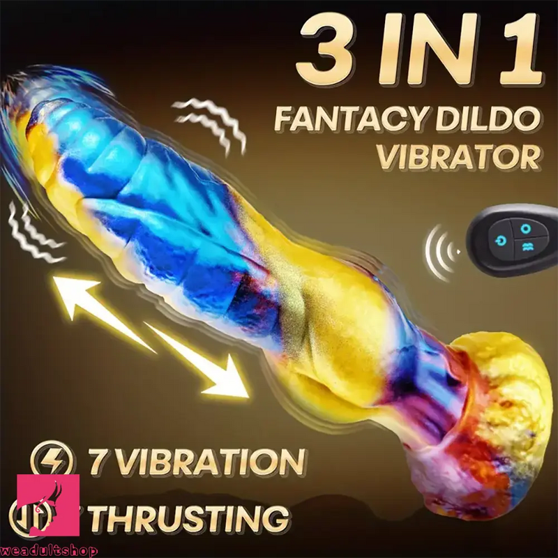 9.29in 3in1 Fantasy Knot Vibrating Thrusting Remote Control Dildo