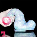 10.8in Liquid Silicone Soft Big Thick Fantasy Dildo With Double Eggs