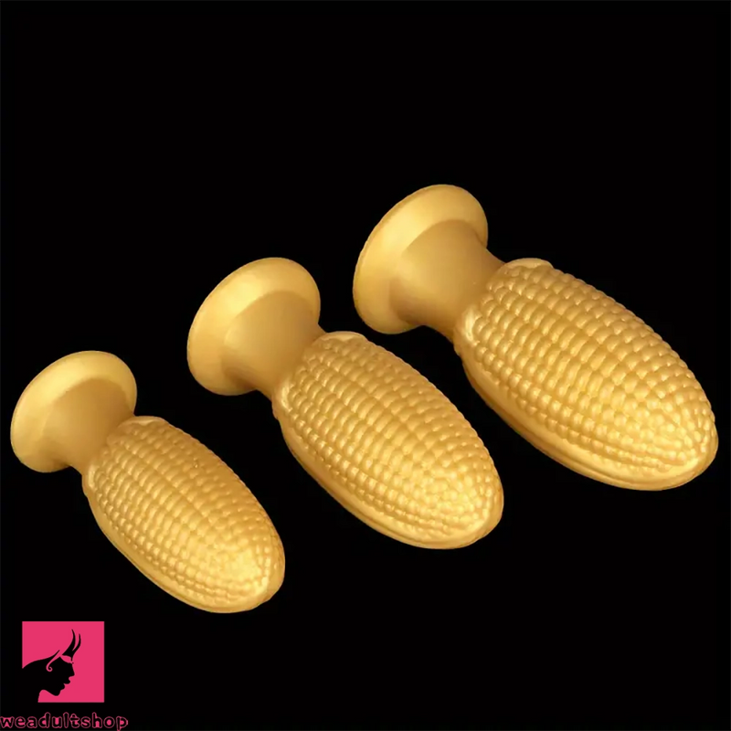 5.9in 6.7in 8.07in Silicone Corn Anal Plug Golden Fat Thick Real Dildo