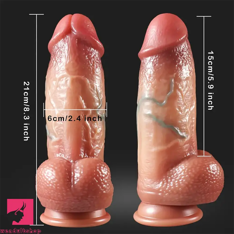 8.3in Realistic Thick Soft Dildo Big With Sliding Foreskin For Women