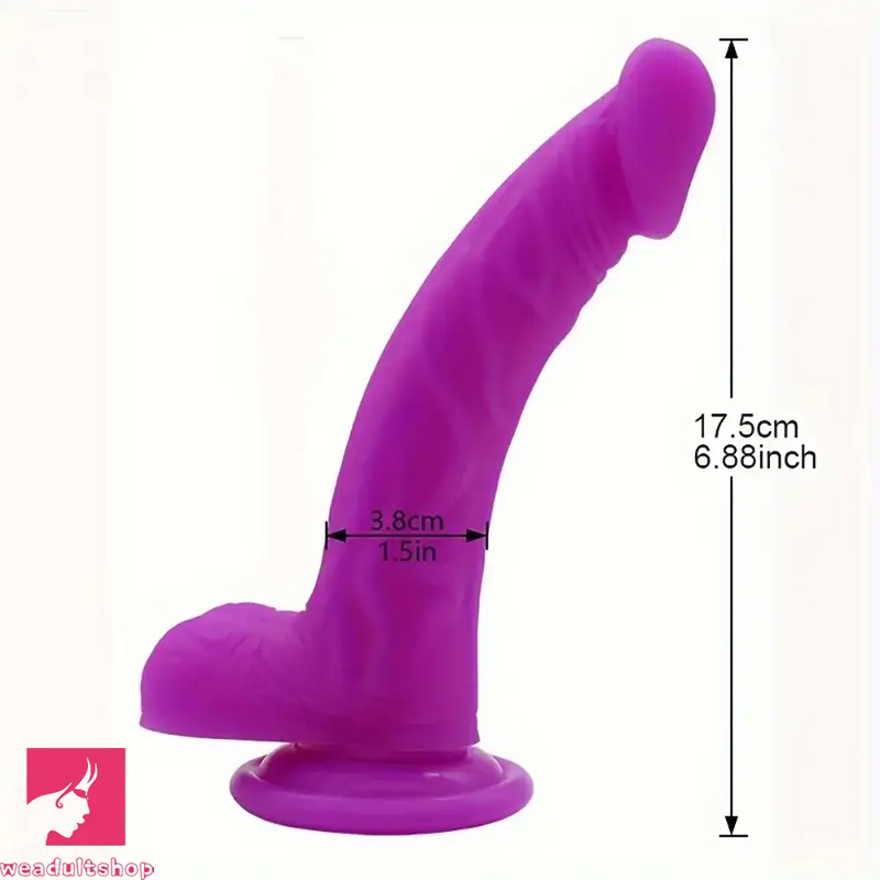 6.88in Purple Liquid Silicone Lifelike Soft Real Dildo With Suction Cup