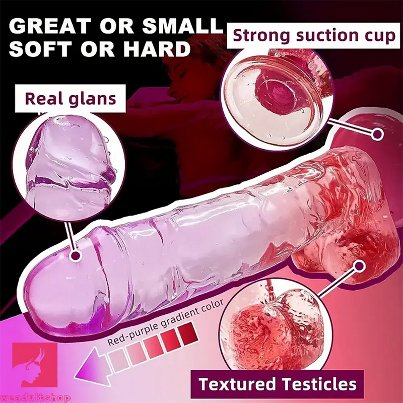 7.48in Gradient Clear Jelly Dildo With Strong Suction Cup For G-spot Erotic